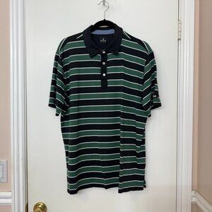 VUGA Men's Green Black Stripe Golf Polo Short Sleeve Shirt, Size XL